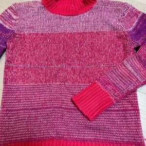 100% Cashmere Sweater Cozy Colorful Girly Stripes Size S